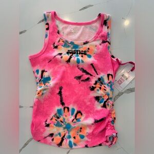 Justice Pink and Blue Tie-Dye Tank Top